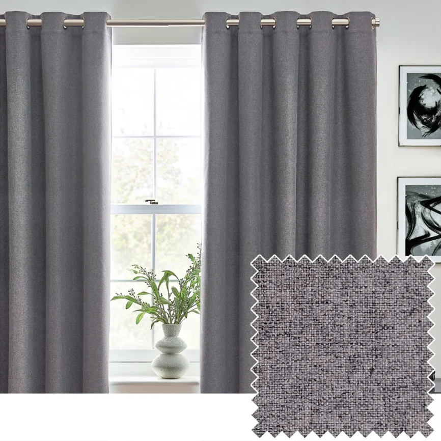 Dawn Grey 100% Blackout Thermal Eyelet Curtains