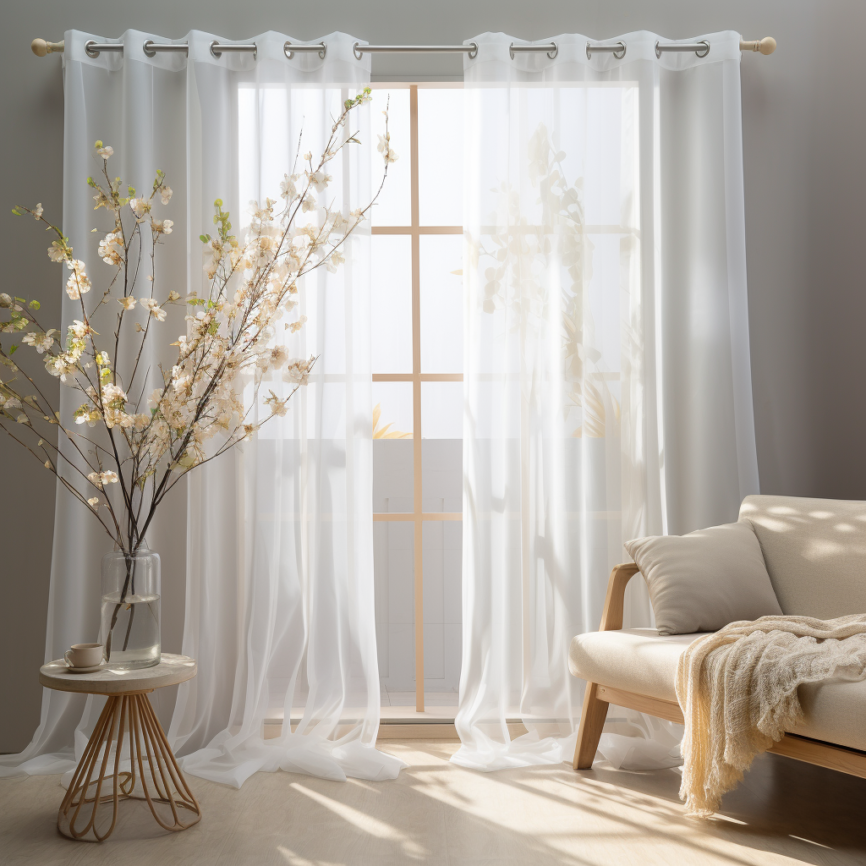 Shading Solid White Sheer Curtains
