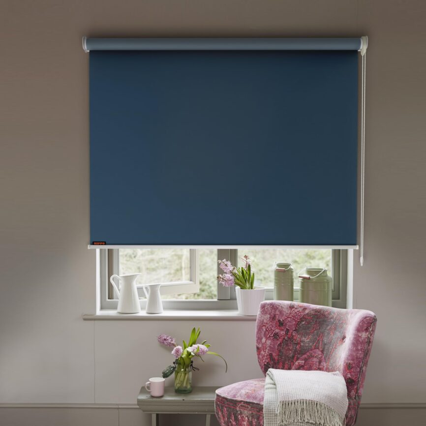 Blue roller blinds